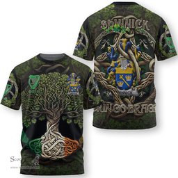 ScotsTee Shop Irish Shinnick Coat of Arms Irish T Shirt Family Crest Irish Is My Root T Shirt
