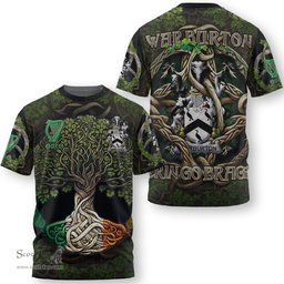 ScotsTee Shop Irish Warburton Coat of Arms Irish T Shirt Family Crest Irish Is My Root T Shirt