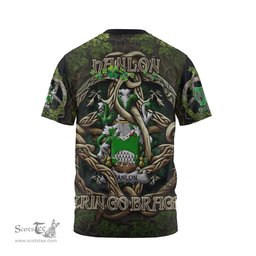ScotsTee Shop Irish Hanlon or O Hanlon Coat of Arms Irish T Shirt Family Crest Irish Is My Root T Shirt