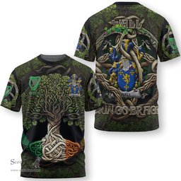 ScotsTee Shop Irish Wall Coat of Arms Irish T Shirt Family Crest Irish Is My Root T Shirt