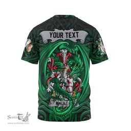 ScotsTee Shop Irish Bagley or Begley Coat of Arms Irish T Shirt Family Crest Green Dragon Of Ireland T Shirt