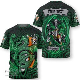ScotsTee Shop Irish Clements Coat of Arms Irish T Shirt Family Crest Green Dragon Of Ireland T Shirt
