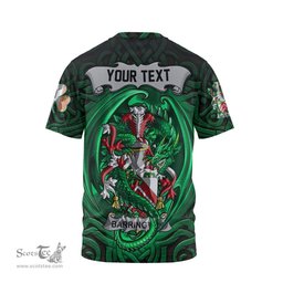 ScotsTee Shop Irish Barrington Coat of Arms Irish T Shirt Family Crest Green Dragon Of Ireland T Shirt
