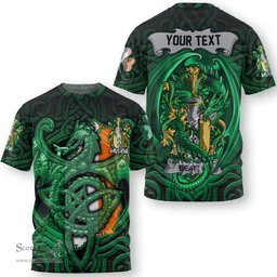 ScotsTee Shop Irish Beatty or Betagh Coat of Arms Irish T Shirt Family Crest Green Dragon Of Ireland T Shirt
