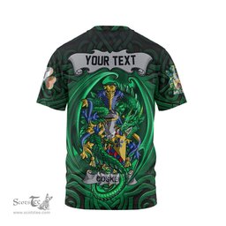 ScotsTee Shop Irish Cosker or McCosker Coat of Arms Irish T Shirt Family Crest Green Dragon Of Ireland T Shirt