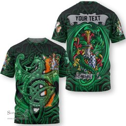 ScotsTee Shop Irish Chichester Coat of Arms Irish T Shirt Family Crest Green Dragon Of Ireland T Shirt