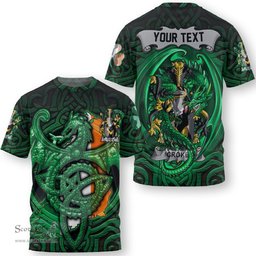 ScotsTee Shop Irish Croke Coat of Arms Irish T Shirt Family Crest Green Dragon Of Ireland T Shirt