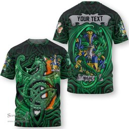ScotsTee Shop Irish Finucane or McFinucane Coat of Arms Irish T Shirt Family Crest Green Dragon Of Ireland T Shirt