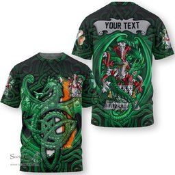 ScotsTee Shop Irish Fitz Nicol Coat of Arms Irish T Shirt Family Crest Green Dragon Of Ireland T Shirt