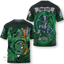 ScotsTee Shop Irish Duffy or O Duffy Coat of Arms Irish T Shirt Family Crest Green Dragon Of Ireland T Shirt