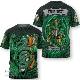 ScotsTee Shop Irish Gregory Coat of Arms Irish T Shirt Family Crest Green Dragon Of Ireland T Shirt