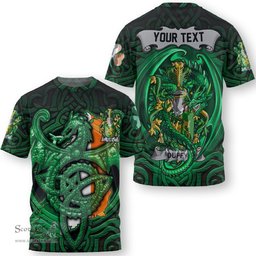 ScotsTee Shop Irish Duffield Coat of Arms Irish T Shirt Family Crest Green Dragon Of Ireland T Shirt
