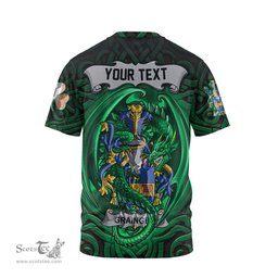 ScotsTee Shop Irish Grainger Coat of Arms Irish T Shirt Family Crest Green Dragon Of Ireland T Shirt