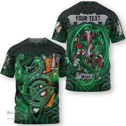 ScotsTee Shop Irish Grace Coat of Arms Irish T Shirt Family Crest Green Dragon Of Ireland T Shirt
