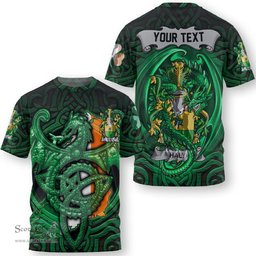 ScotsTee Shop Irish Haltridge Coat of Arms Irish T Shirt Family Crest Green Dragon Of Ireland T Shirt