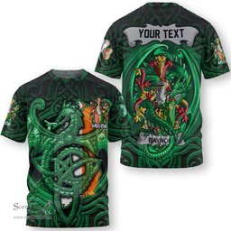 ScotsTee Shop Irish Gavin or O Gavan Coat of Arms Irish T Shirt Family Crest Green Dragon Of Ireland T Shirt