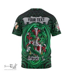 ScotsTee Shop Irish Fitz Simons Coat of Arms Irish T Shirt Family Crest Green Dragon Of Ireland T Shirt