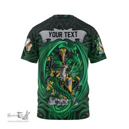 ScotsTee Shop Irish Gillson Coat of Arms Irish T Shirt Family Crest Green Dragon Of Ireland T Shirt