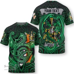 ScotsTee Shop Irish Logan Coat of Arms Irish T Shirt Family Crest Green Dragon Of Ireland T Shirt