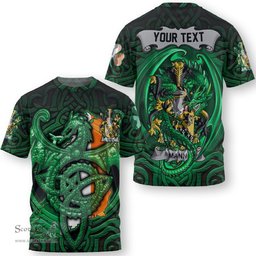 ScotsTee Shop Irish Mangan or O Mangan Coat of Arms Irish T Shirt Family Crest Green Dragon Of Ireland T Shirt