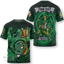 ScotsTee Shop Irish McCready or McCreadie Coat of Arms Irish T Shirt Family Crest Green Dragon Of Ireland T Shirt