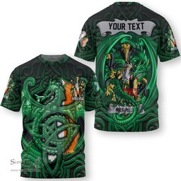 ScotsTee Shop Irish Meredith Coat of Arms Irish T Shirt Family Crest Green Dragon Of Ireland T Shirt
