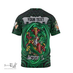 ScotsTee Shop Irish Keigans or McKeehan Coat of Arms Irish T Shirt Family Crest Green Dragon Of Ireland T Shirt