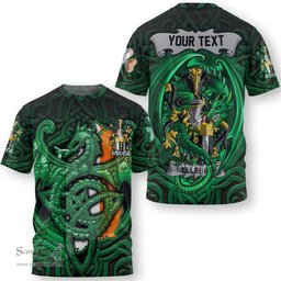 ScotsTee Shop Irish Keigans or McKeehan Coat of Arms Irish T Shirt Family Crest Green Dragon Of Ireland T Shirt