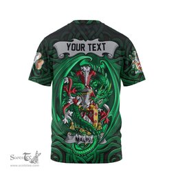 ScotsTee Shop Irish Malpas Coat of Arms Irish T Shirt Family Crest Green Dragon Of Ireland T Shirt