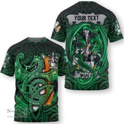 ScotsTee Shop Irish Minnitt Coat of Arms Irish T Shirt Family Crest Green Dragon Of Ireland T Shirt
