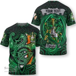 ScotsTee Shop Irish McGrath or McGraw Coat of Arms Irish T Shirt Family Crest Green Dragon Of Ireland T Shirt