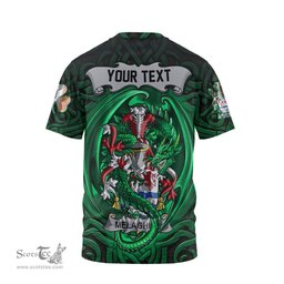 ScotsTee Shop Irish Melaghlin or O Melaghlin Coat of Arms Irish T Shirt Family Crest Green Dragon Of Ireland T Shirt