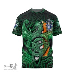 ScotsTee Shop Irish McDowell Coat of Arms Irish T Shirt Family Crest Green Dragon Of Ireland T Shirt
