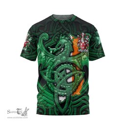 ScotsTee Shop Irish Hansard Coat of Arms Irish T Shirt Family Crest Green Dragon Of Ireland T Shirt