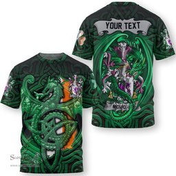 ScotsTee Shop Irish McMillan Coat of Arms Irish T Shirt Family Crest Green Dragon Of Ireland T Shirt