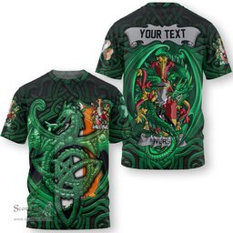 ScotsTee Shop Irish Irwin Coat of Arms Irish T Shirt Family Crest Green Dragon Of Ireland T Shirt