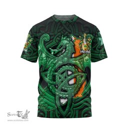 ScotsTee Shop Irish Odell Coat of Arms Irish T Shirt Family Crest Green Dragon Of Ireland T Shirt