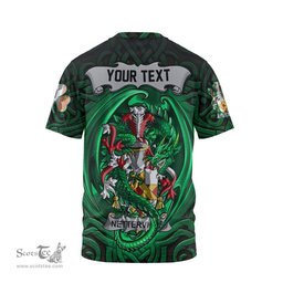 ScotsTee Shop Irish Netterville or Netterfield Coat of Arms Irish T Shirt Family Crest Green Dragon Of Ireland T Shirt