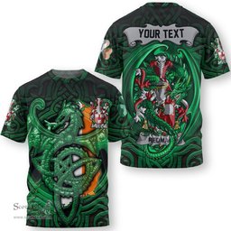 ScotsTee Shop Irish Reader Coat of Arms Irish T Shirt Family Crest Green Dragon Of Ireland T Shirt