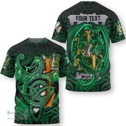 ScotsTee Shop Irish Woodroffe Coat of Arms Irish T Shirt Family Crest Green Dragon Of Ireland T Shirt