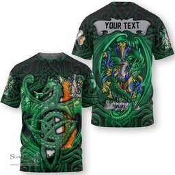 ScotsTee Shop Irish Waddy Coat of Arms Irish T Shirt Family Crest Green Dragon Of Ireland T Shirt