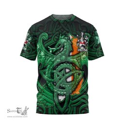 ScotsTee Shop Irish Tierney Coat of Arms Irish T Shirt Family Crest Green Dragon Of Ireland T Shirt
