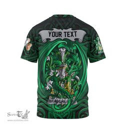 ScotsTee Shop Irish Shaughnessy or O Shaughnessy Coat of Arms Irish T Shirt Family Crest Green Dragon Of Ireland T Shirt