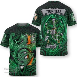 ScotsTee Shop Irish Veile or Veale Coat of Arms Irish T Shirt Family Crest Green Dragon Of Ireland T Shirt