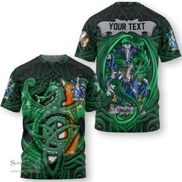 ScotsTee Shop Irish Nagle Coat of Arms Irish T Shirt Family Crest Green Dragon Of Ireland T Shirt