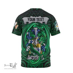ScotsTee Shop Irish Stone Coat of Arms Irish T Shirt Family Crest Green Dragon Of Ireland T Shirt