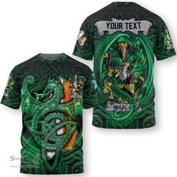 ScotsTee Shop Irish Otway Coat of Arms Irish T Shirt Family Crest Green Dragon Of Ireland T Shirt