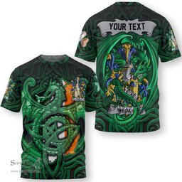 ScotsTee Shop Irish Reeves Coat of Arms Irish T Shirt Family Crest Green Dragon Of Ireland T Shirt