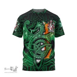 ScotsTee Shop Irish Truell Coat of Arms Irish T Shirt Family Crest Green Dragon Of Ireland T Shirt