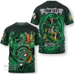 ScotsTee Shop Irish Truell Coat of Arms Irish T Shirt Family Crest Green Dragon Of Ireland T Shirt